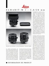 LEICA M _ ELMARIT - M _ 2.8 / 28 mm _ "Information produit" / data sheet