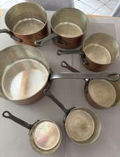 Lot de 7 casseroles en cuivre