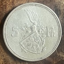 CHARLOTTE DUCHESSE de LUXEMBOURG .5 FRANCS . ( ARGENT ) . 1929 . ( Voir photos )