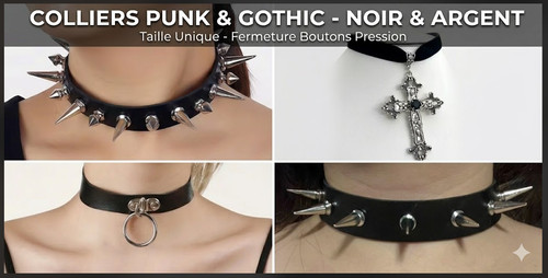 Collier choker ras cou punk - collier, de