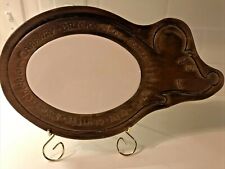 Vintage Mouse Shaped Cheese Board Walnut with White Ceramic Boho Kitsch 12” X 7”