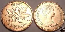 CANADA 1980 UNCIRCULATED CENT~MAPLE LEAF CENT~FREE SHIP