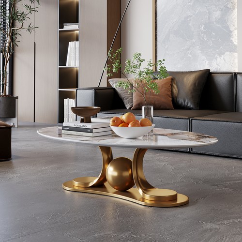 Gold metal coffee table - gold,