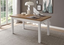 Table À Manger De Style Campagnard Provence 160-200x90cm Pin Blanc Chêne