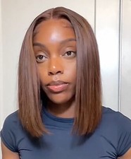 Perruque Naturelle 100% Brésilienne Brown Bob Lace Wig Human Hair