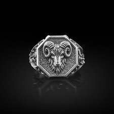 Bague chevalière bélier en