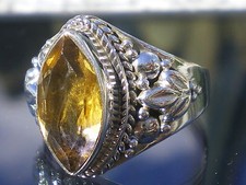 Rare Bague en Amétrine Marquise et Argent 26,5 cts (Bolivie)