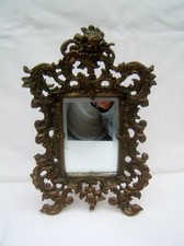 ancien miroir bronze a poser fin XIX Napoleon III glace biseauté téte d enfant
