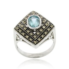 925 Argent Topaze Bleu &