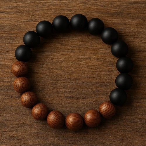 Bracelet pierres noires et - en,
