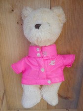 Peluche publicitaire collector Courrèges : 2° ourson avec blouson skaï rose fluo