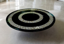 Plateau de table en marbre noir 30" incrustation Pietra Dura fait main salle ...