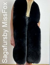 Écharpe double face en fourrure de renard noir Saga. Longue. (Unisexe)