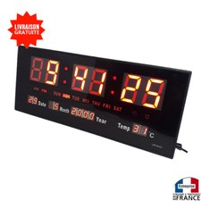 Horloge murale à affichage digitale avec led rouge numérique date heure