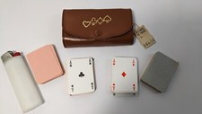 Ancien Etui cuir contenant 2 mini jeux de 54 Cartes