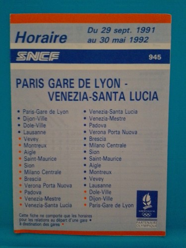 Horaires paris lyon venezia - lyon,
