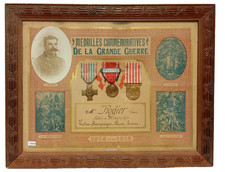 09/25 (REF449) Diplôme et médaille guerre 14/18 sous cadre FRENCH medal