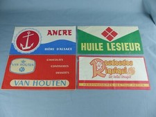 Lot de 4 chapeaux publicitaires TOUR DE FRANCE 1960 ANCRE LESIEUR VAN HOUTEN J