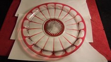 Magnifique plateau en cristal doublé rouge taillé côtes plates , Baccarat