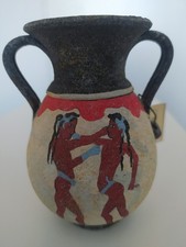 Vase céramique Santorini - reproduction Minoenne - Peint à la main - 12 cm