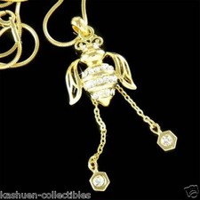 Gp Miel Bee Avec Cristal Swarovski Bourdon Keeper Beetle Alvéolaire Collier