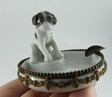 Goebel porcelaine bronze chien figurine ashtray antique Germany 1930s Art Deco