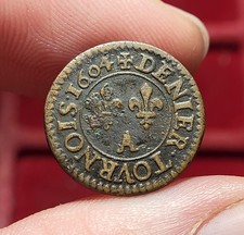 #111-2 ~ HENRI IV - Denier Tournois - 1604 A PARIS