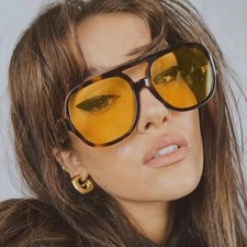 Lunettes De Soleil Retro Unisexe Grandes Montures UV400 Plage Vacances Style