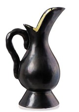 Cruche 38cm Céramique Noire & Jaune Vallauris Antibes Raymond CAMART vers 1950