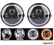 2 Phares LED Rond 60W 7" Feux de Route Croisement Diurne DRL Angel Eye 4x4 VTT