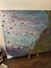 Peinture pouring 33*41 sur toile 100% coton qualité "Mont Marte"