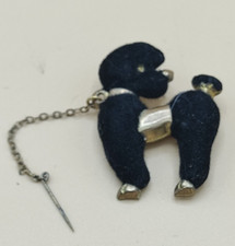 Bijou ancien Broche caniche chien  noir