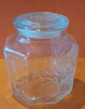 Ancien Bocal, Bonbonnière, made In France Décor Fruits et Légumes Ht 13,5 cm