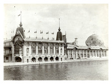 Paris, exposition universelle 1900, pavillons et globe céleste Vintage silver pr