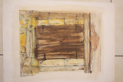 Aquarelle porte maison - aquarelle,
