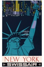 AVIATION SWISSAIR NEW YORK Rf18 - POSTER HQ 40x60cm d'une AFFICHE VINTAGE