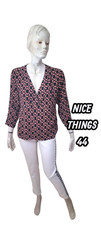 Nice Things Taille 44 Superbe blouse manches 3/4 noir rouge femme chemise haut