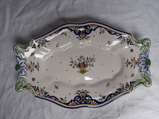 Grand plat ovale en faïence de Desvres décor Rouen  XXème