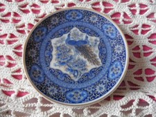 ASSIETTE DECORATION MURALE DECOR MAIN DU JAPON PORCELAINE "PAON BLEU"11,5 CM