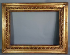 Cadre ancien style Louis XVI feuillure 55x38 cm 8P bois stuc dorure feuille C770