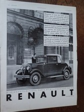 RENAULT MONASTELLA 137 + REGIE FRANCAISE M. PONTY pub papier ILLUSTRATION 1931