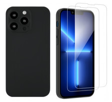 Coque Noir iPhone 6 6S 7 8 X XS MAX XR 11 12 Pro 13 pro + film Verre trempé