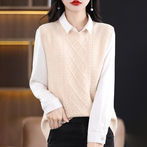 Femme gilet câble tricoté - gilet,