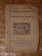 Guerre des grenouilles et des souris Homere 1751 Texte en grec + francais manusc