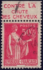 Bande publicitaire PETROLE HAHN - Publicitimbre oblitéré Paix n°283 au type 4