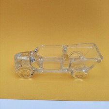 Salière saleron en verre moulé transparent en forme de tacot 1920 Portieux TBE