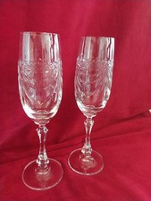 Duo De Flûtes à Champagne Cristal Taille Gérard  Artisanat De Lorraine Grand Duc