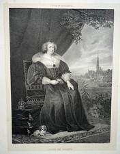 MARIE DE MEDICIS Portrait LITHOGRAPHIE Bellay QUENOT Galerie Palais Royal XIX°