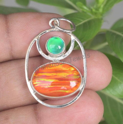 Pendentif argent 925 opale - opale, feu