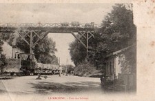 58 CPA ANIMEE DEBUT 1900  LA MACHINE  PONT DES SCHISTES